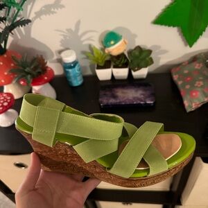 Green strapped wedges